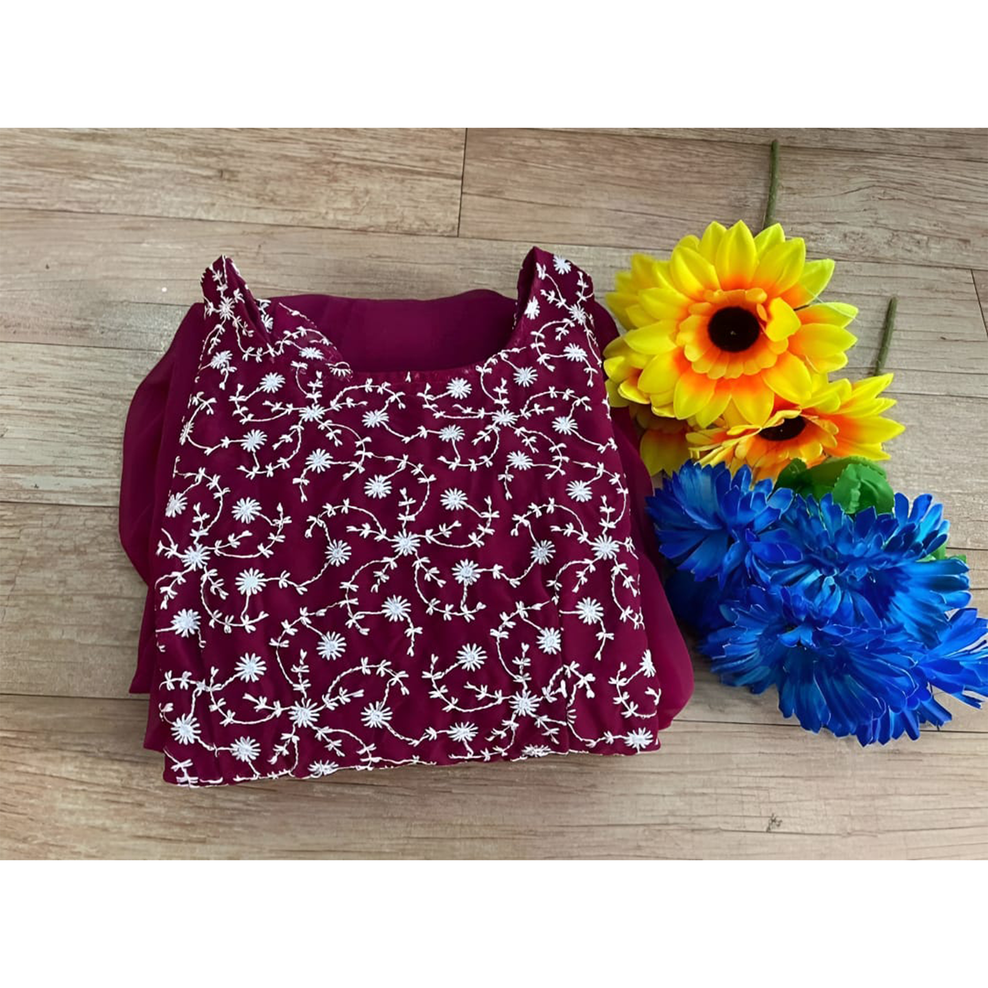 Trendy Maroon Embroidered Gown for Festive Vibes