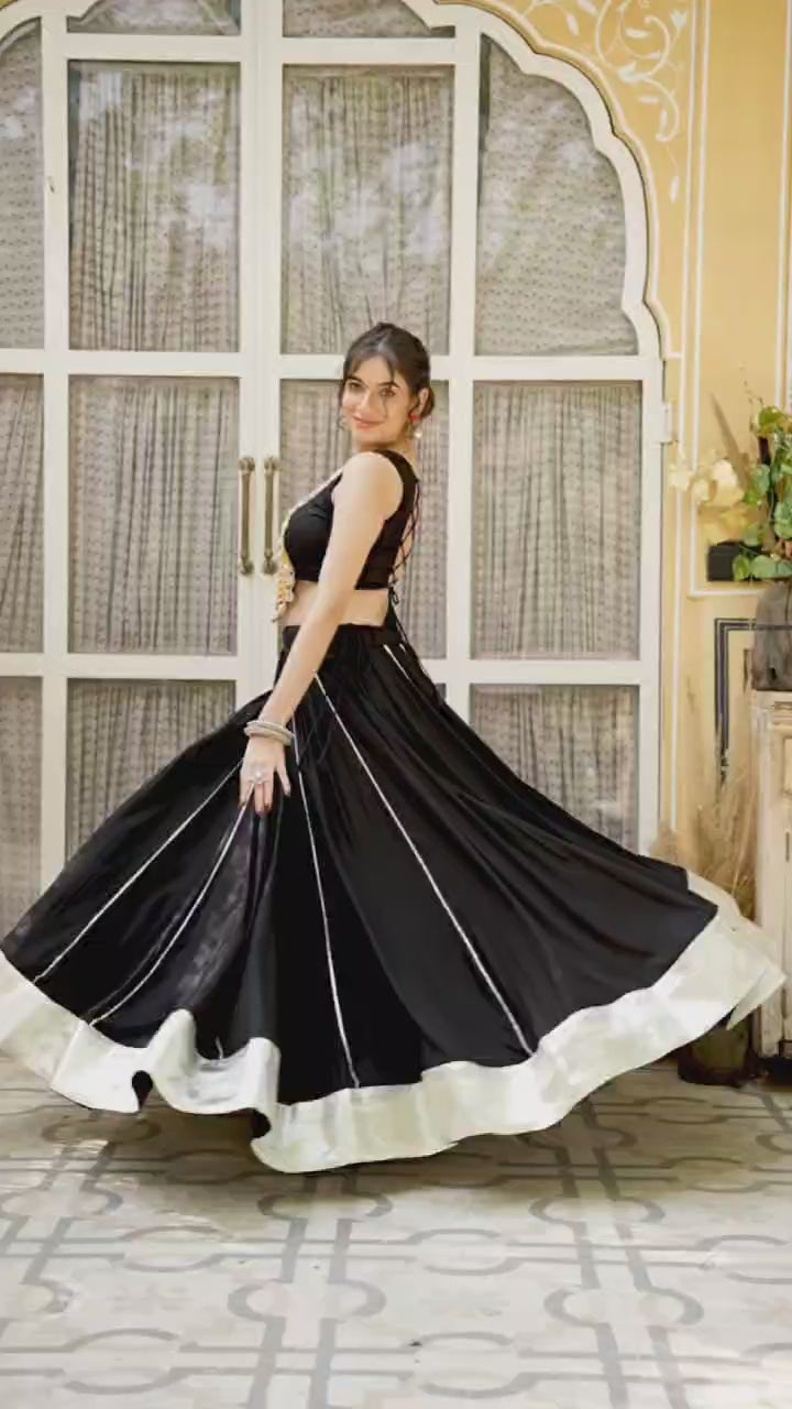 Rayon Gota Patti Lehenga Choli – Stitched Drawstring Set for Navratri & Festive Wear